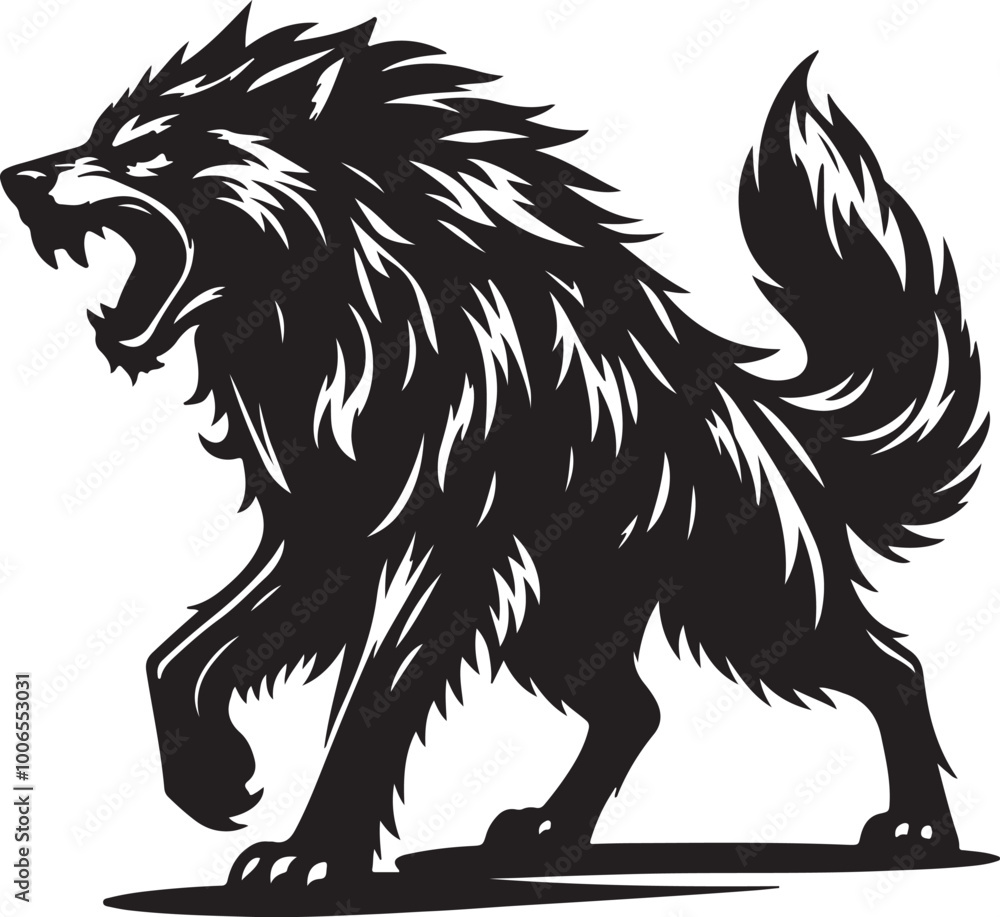 Wolf angry silhouette vector art illustration. Wolf angry silhouette vector art illustration.