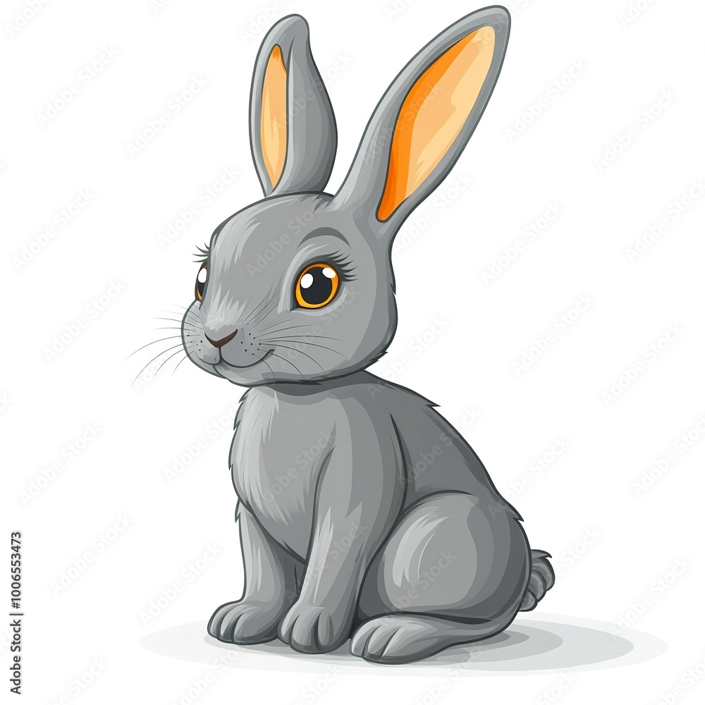 Fototapeta premium A rabbit sitting isolated on white background 