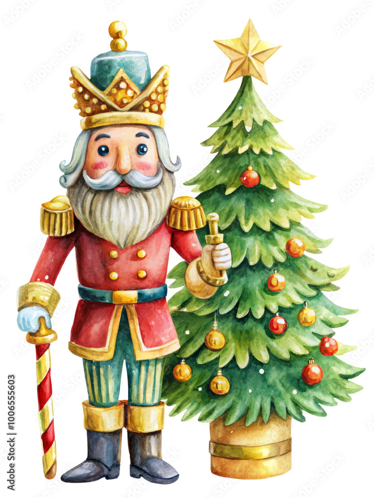 Colorful Nutcracker Toy Soldier with Christmas Tree Colorful Nutcracker Toy Soldier with Christmas Tree
