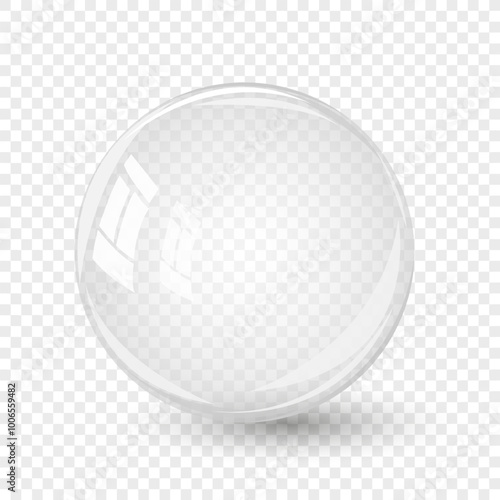 Transparent water bubble. Soap bubble, crystal glass ball. Beauty product, moisture, skincare transparent bubbles top view, scatter splashes