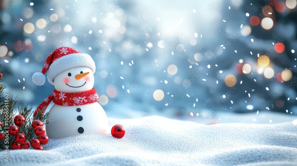 Smiling snowman in snow Smiling snowman in snow