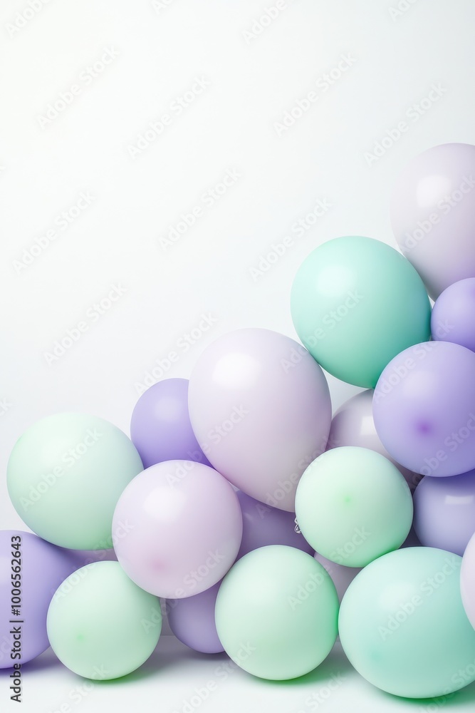 A colorful bunch of balloons are sitting on top of each other on a table A colorful bunch of balloons are sitting on top of each other on a table