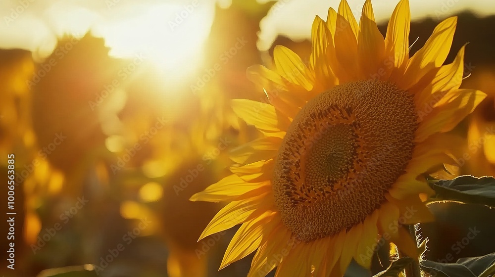 Naklejka premium Bright Sunflower in Golden Hour Light