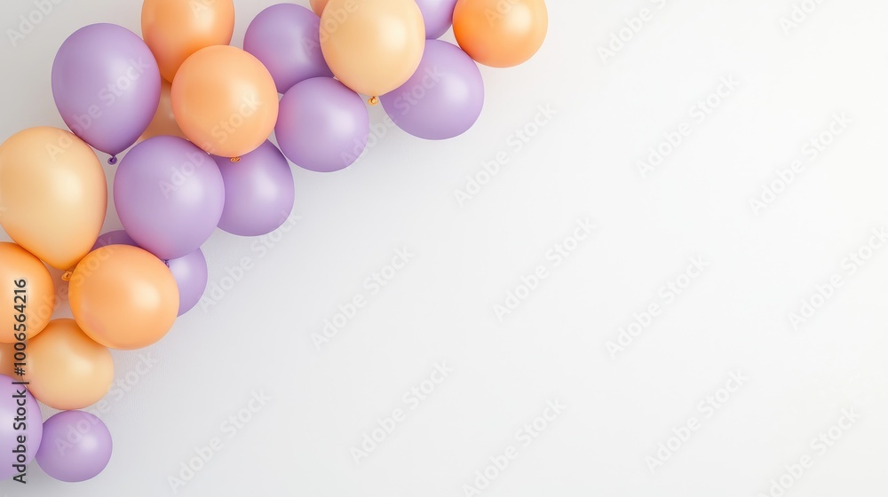 A vibrant archway adorned with purple and orange balloons, creating a whimsical atmosphere for joyful celebrations A vibrant archway adorned with purple and orange balloons, creating a whimsical atmosphere for joyful celebrations