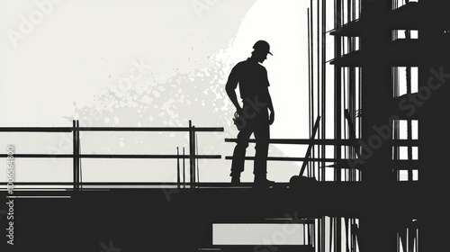 Silhouette of a construction worker