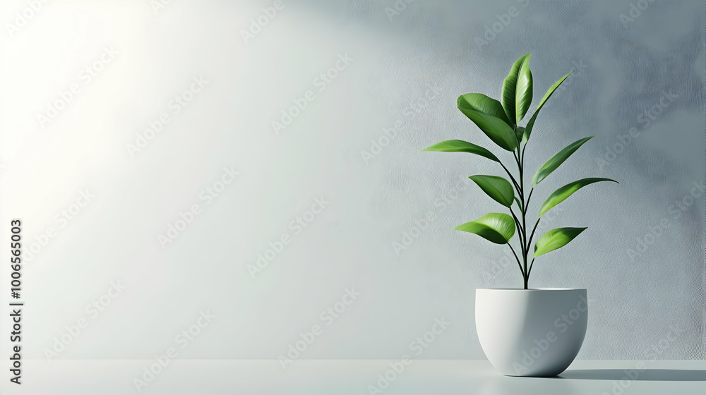 3D Minimalist Illustration of Growing Plant Silhouette on Plain White Background with Ample Copy Space for Business Growth and Development Ads 3D Minimalist Illustration of Growing Plant Silhouette on Plain White Background with Ample Copy Space for Business Growth and Development Ads