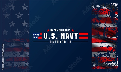 Happy Birthday US Navy October 13 Vector background Illustration