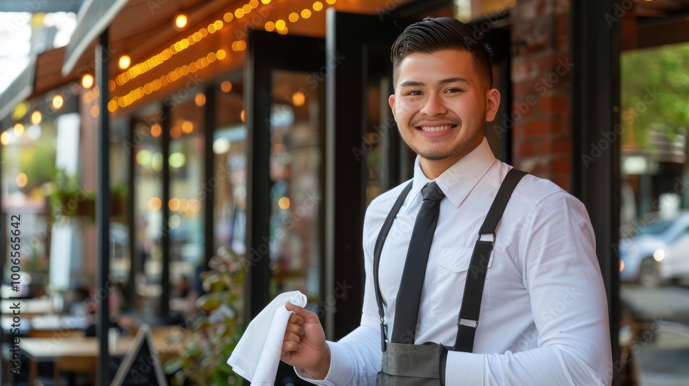 Fototapeta premium Smiling Waiter in a Restaurant
