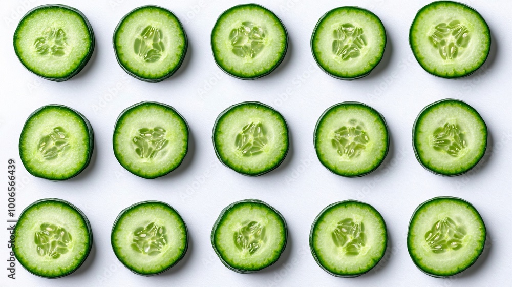 Fresh Sliced Cucumbers on White Background Fresh Sliced Cucumbers on White Background