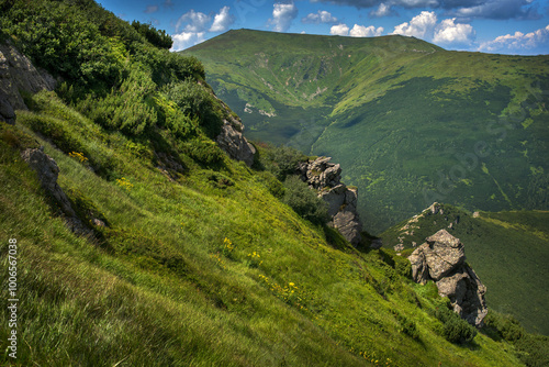 Chornohirsky ridge, rocky ledges , Carpathians, Ukraine