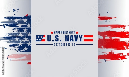 Happy Birthday US Navy October 13 Vector background Illustration