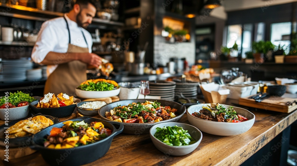 Gourmet Meal Preparation in a Restaurant Gourmet Meal Preparation in a Restaurant