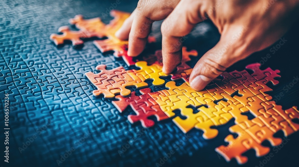 A spilled box of jigsaw puzzle pieces on a table, with an empty board waiting to be filled. A spilled box of jigsaw puzzle pieces on a table, with an empty board waiting to be filled.