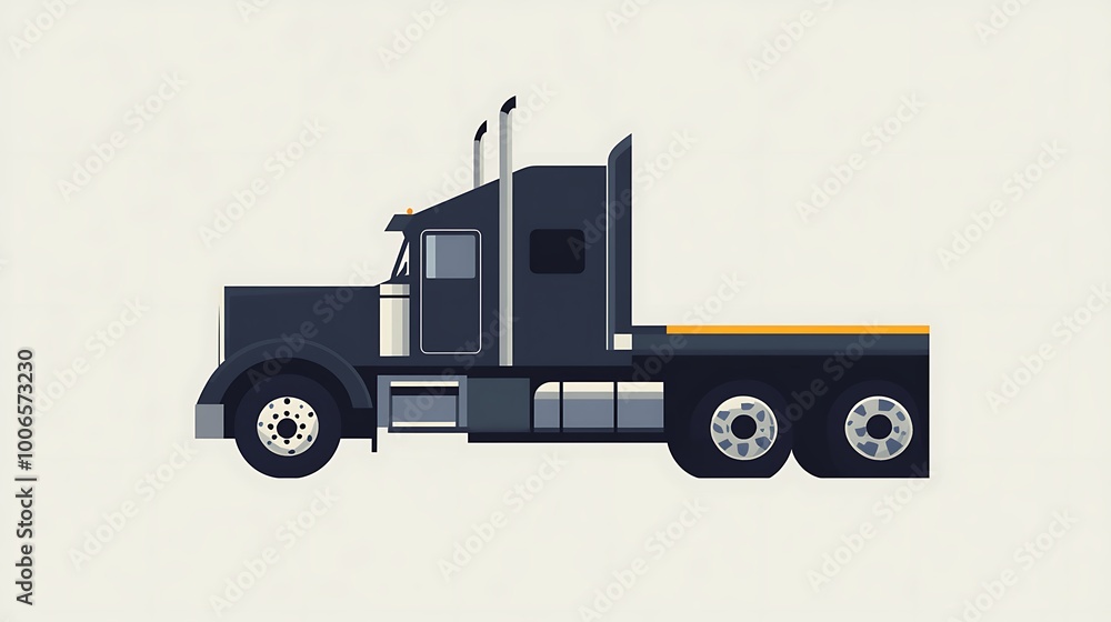 Flatbed semi truck illustration