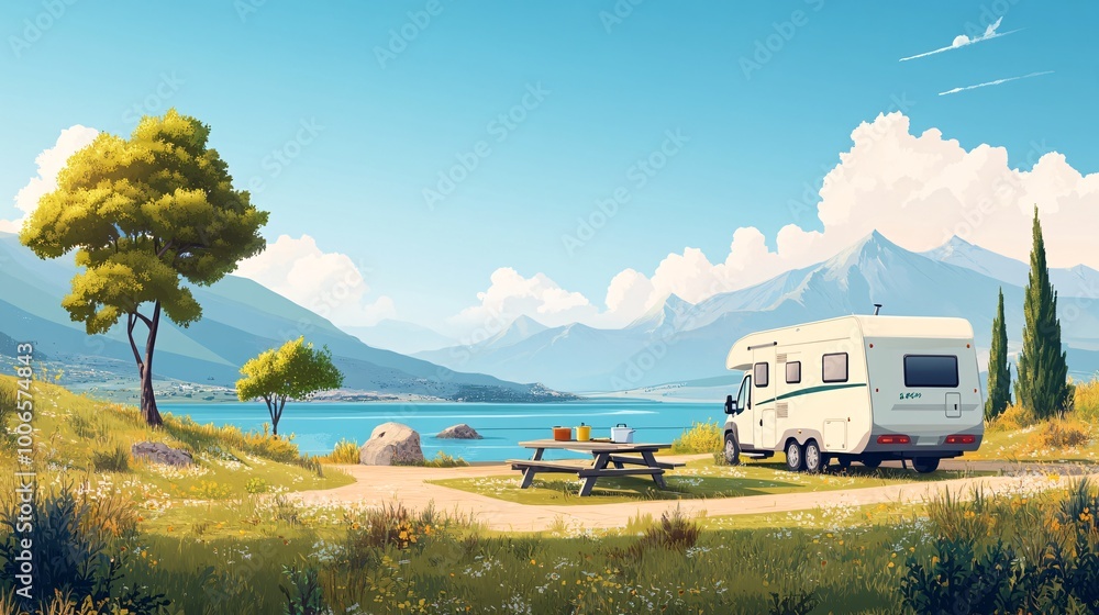 Scenic Camping by the Lake with RV