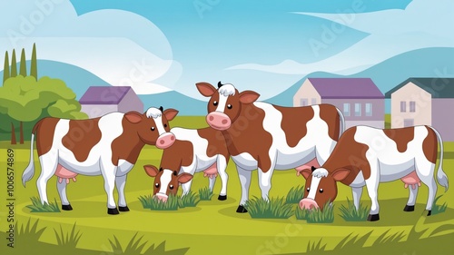 A 2d illustration of the cow, cow illustration.