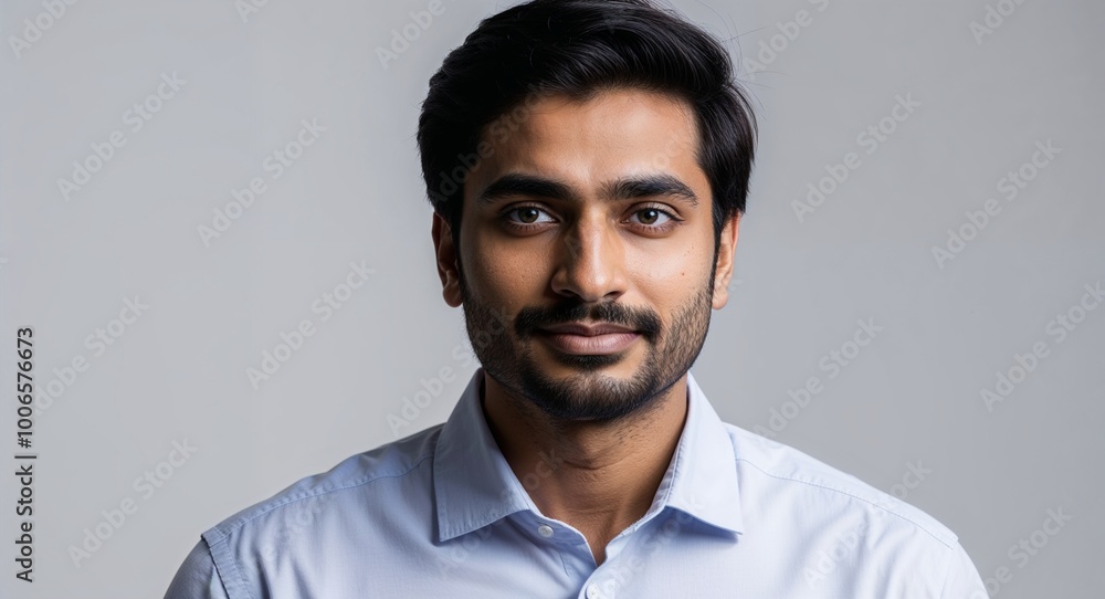 Elegant young Indian man studio portrait on clear white background Elegant young Indian man studio portrait on clear white background