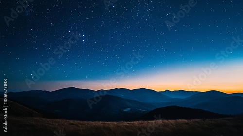 starry night landscape with mountains