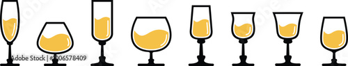 Wine Glass Set Vector Format 01