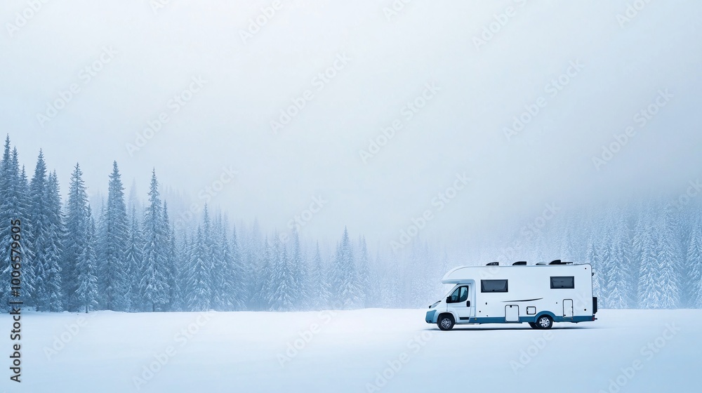 Fototapeta premium Winter Camping in a Motorhome
