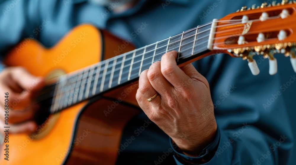 Obraz premium Professional Musician Playing Acoustic Guitar