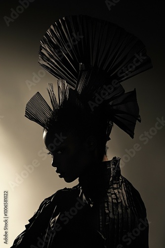 Avant-Garde Silhouette: Artistic Portrait with Sculptural Headpiece