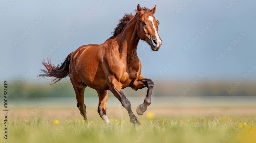 Fototapeta premium Majestic Horse Running Through a Field