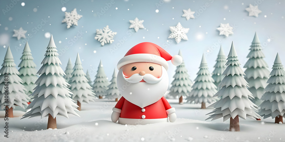 Fototapeta premium 3D Santa�s Eco-Friendly Gift Bags Concept with Bright Colors & Cartoon Elements on Seamless Background for Promotional Text Space � Icon Design