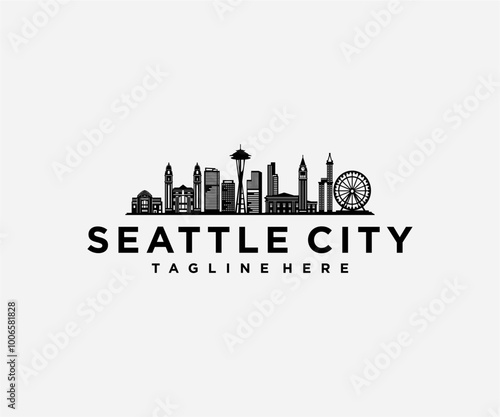 seattle urban landscape vector logo