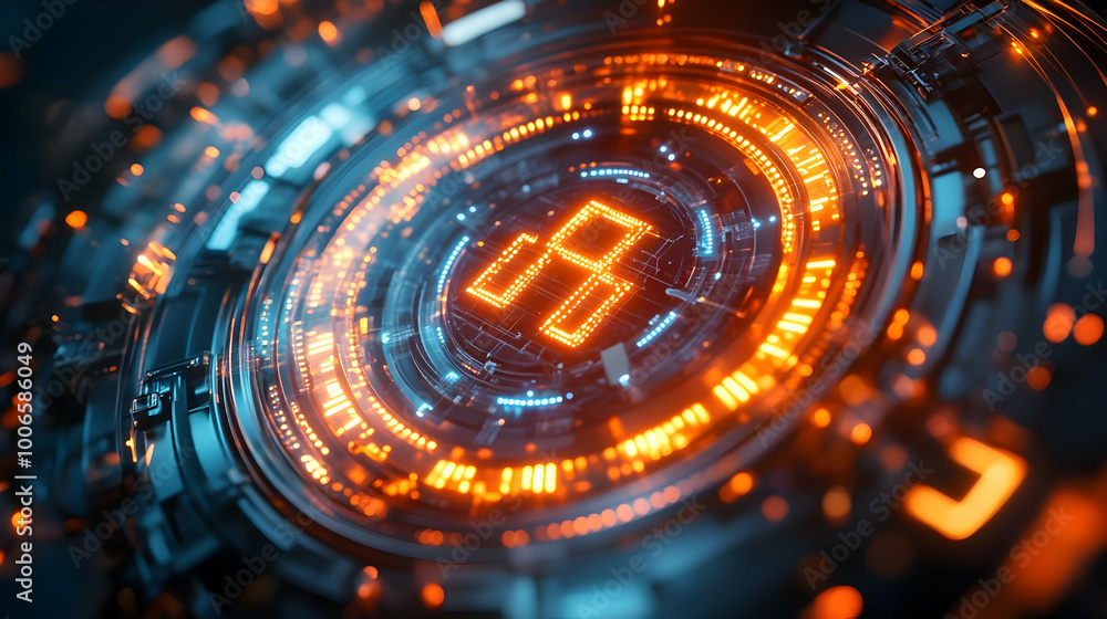 3D Futuristic Digital Clock Close-Up: Symbolizing Time Management & Leadership for Business Success on Isolated White Background 3D Futuristic Digital Clock Close-Up: Symbolizing Time Management & Leadership for Business Success on Isolated White Background