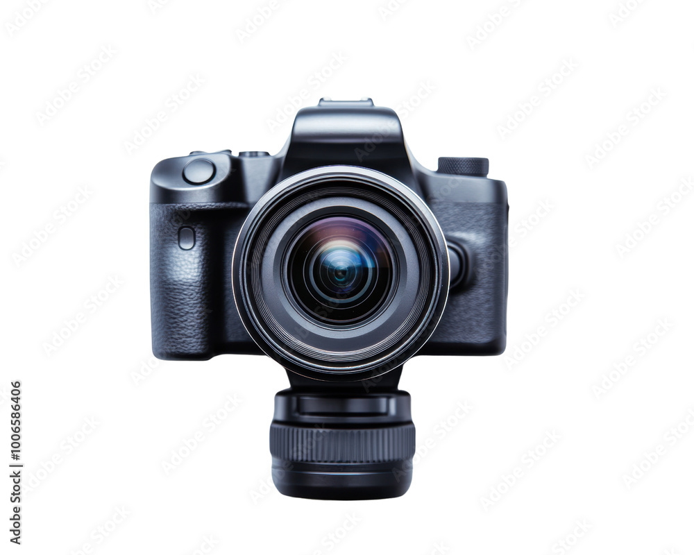 Fototapeta premium Professional camera with sleek design and advanced lens features isolated white background, transparent background.
