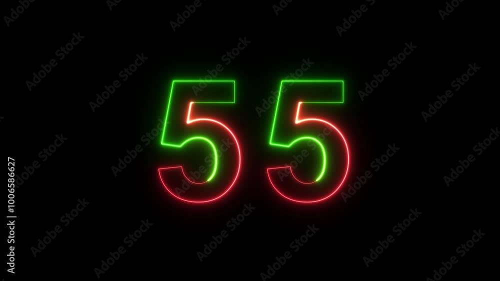 Neon minimalistic real time of one minute of times in an isolated space. Sci-fi stylish glowing countdown seconds with cool reflection for an analog style presentation. Close up static nice shot in 4K Neon minimalistic real time of one minute of times in an isolated space. Sci-fi stylish glowing countdown seconds with cool reflection for an analog style presentation. Close up static nice shot in 4K