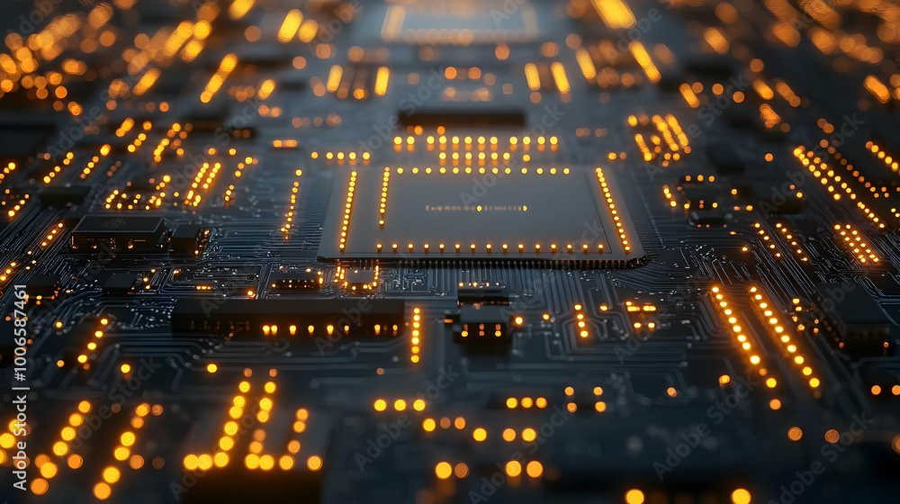 3D Abstract Circuit Board with Bokeh Lights - Artistic Technology Connections Concept for Business Innovation | Iconic Design on White Background 3D Abstract Circuit Board with Bokeh Lights - Artistic Technology Connections Concept for Business Innovation | Iconic Design on White Background