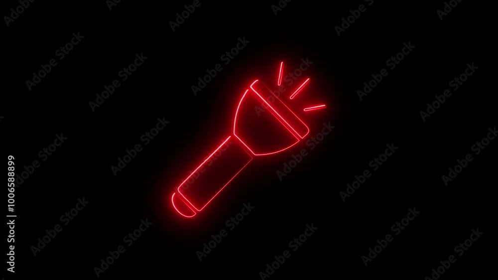 Glowing neon Flashlight icon animation.Emergency flashlight icon concept. Glowing neon Flashlight icon animation.Emergency flashlight icon concept.