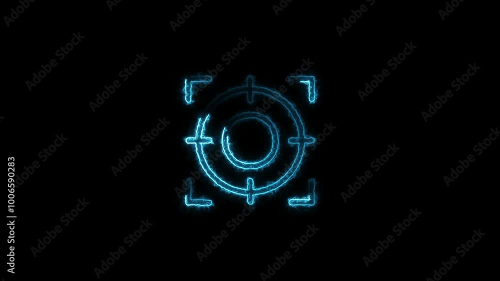 Neon camera focus icon animation. Focus, full screen sign concept. Neon camera focus icon animation. Focus, full screen sign concept.