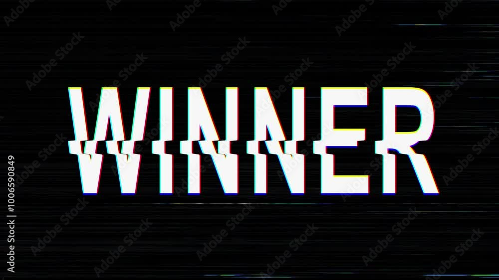 From the Glitch effect arises text WINNER. Then the TV turns off. Alpha channel Premultiplied - Matted with color black in 4K. From the Glitch effect arises text WINNER. Then the TV turns off. Alpha channel Premultiplied - Matted with color black in 4K.