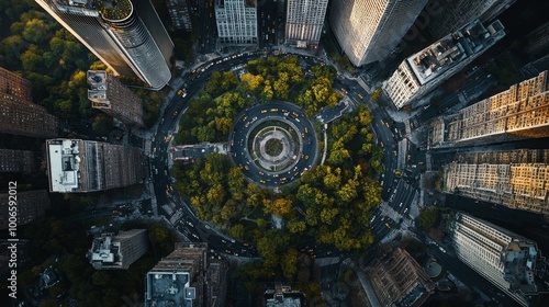 Aerial View of Urban Landscape with Green Spaces photo