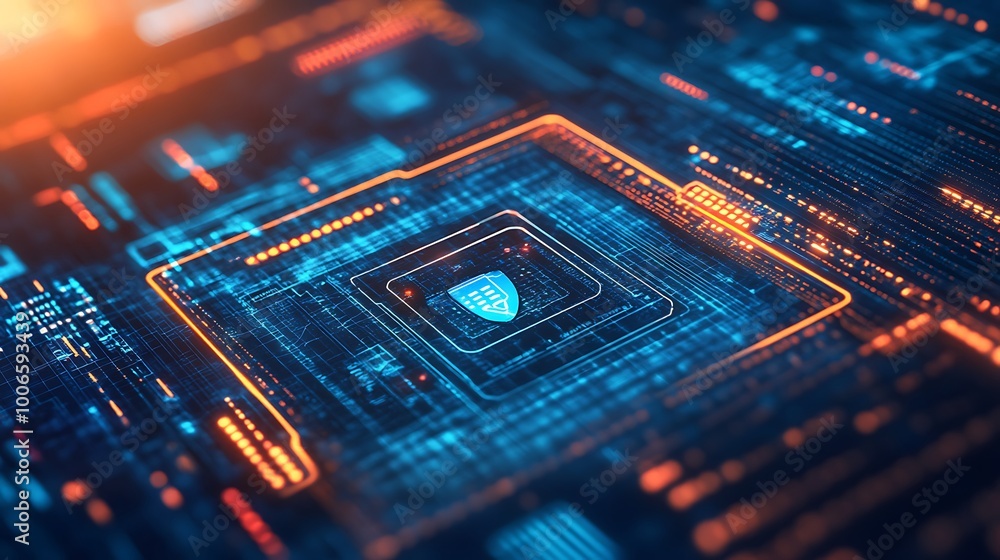 Obraz premium Digital Security Concept with Glowing Shield