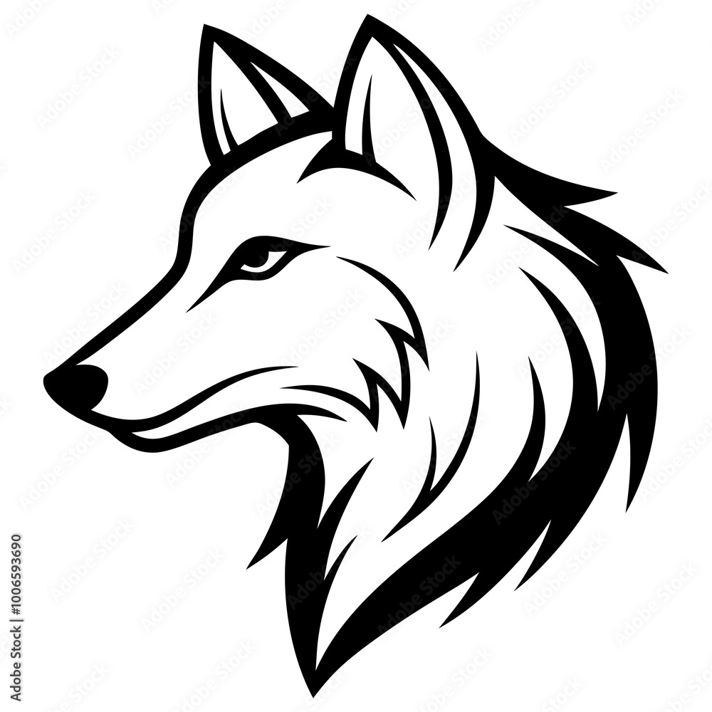 Obraz premium Contemporary Minimal Wolf Head Side Vector Artwork Ideal for Digital Prints 