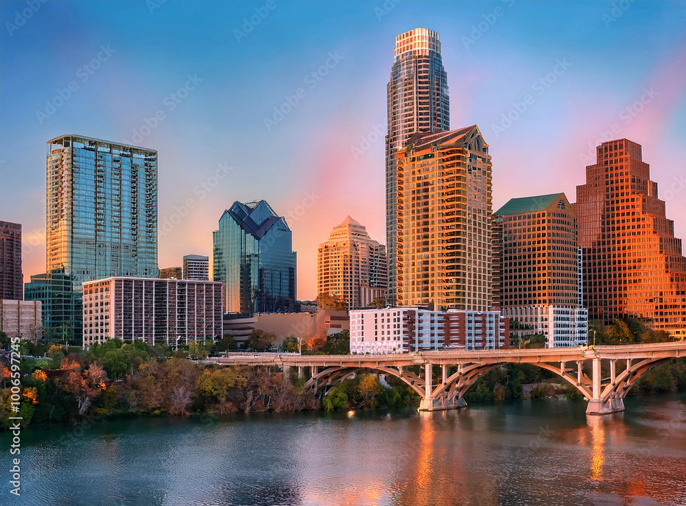 Obraz premium Austin Skyline in the evening
