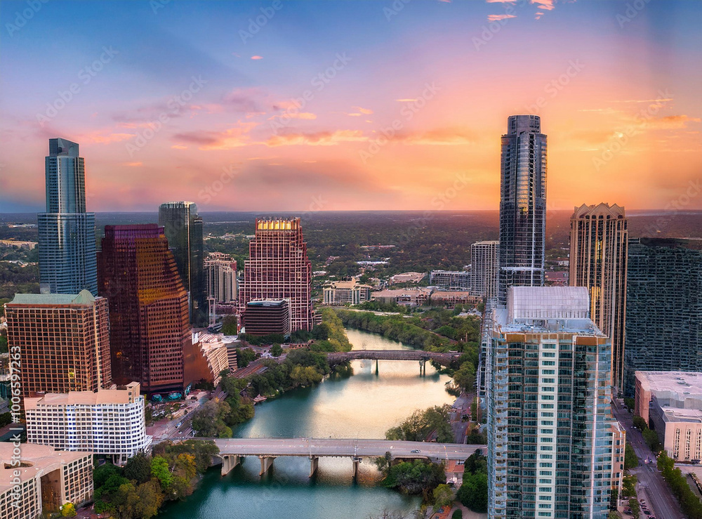 Obraz premium Austin Skyline in the evening