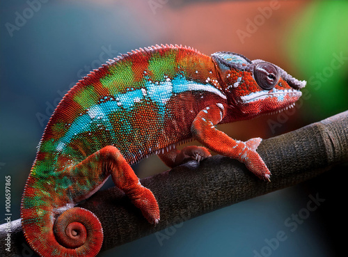 Panther chameleon Furcifer pardalis Ambilobe 2 years old endemic from madagascar 1 photo