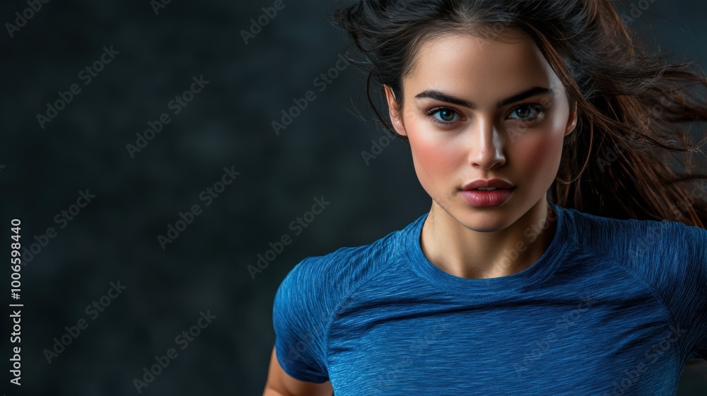 Dynamic Sportswoman Running with Intensity Dynamic Sportswoman Running with Intensity
