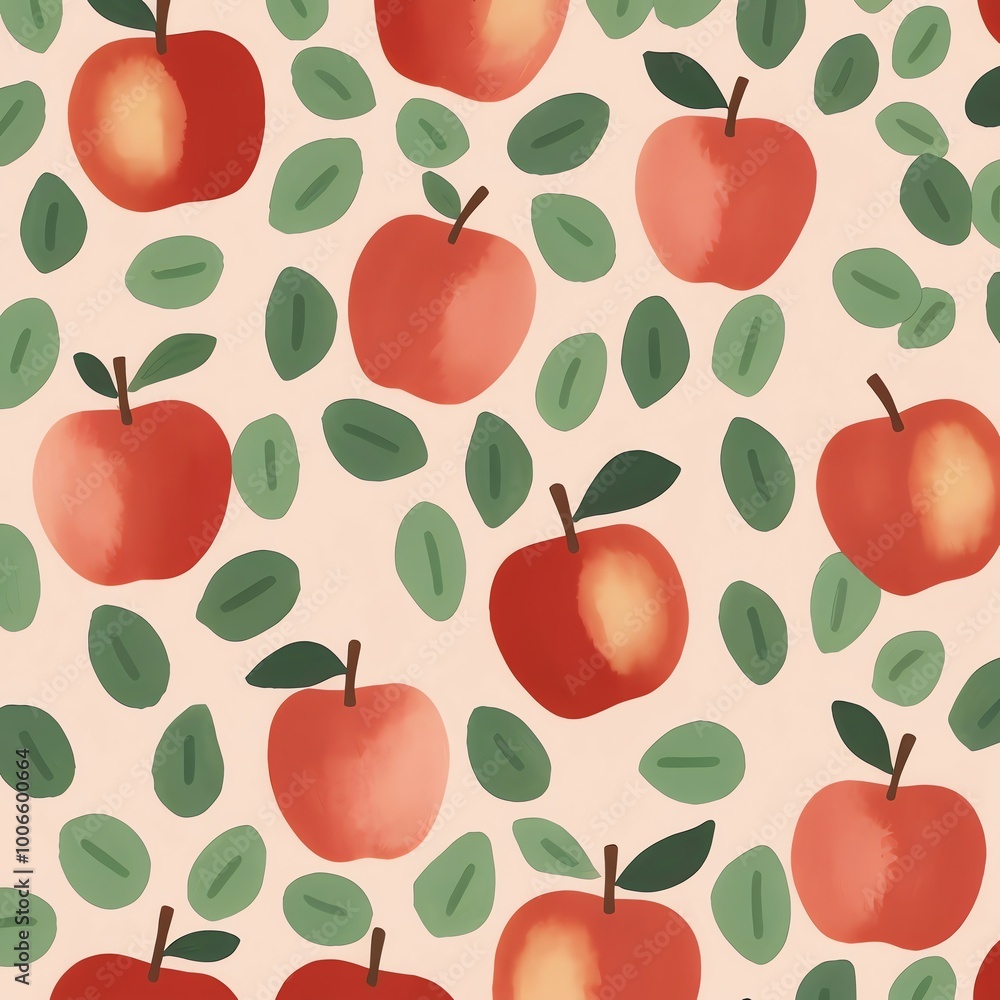 Red Apples and Green Leaves Pattern Red Apples and Green Leaves Pattern