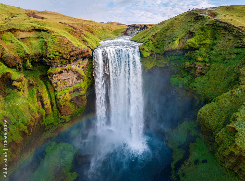 Iceland waterfall Skogafoss in Icelandic nature Iceland waterfall Skogafoss in Icelandic nature