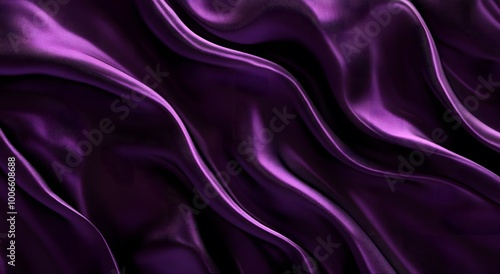 Purple satin fabric, an elegant and luxurious background. Purple silk texture. Purple cloth background. Purple silk satin fabric with waves