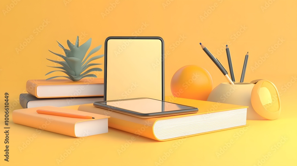 E-learning or online education concept. online course on smartphone. 3d render illustrationn. E-learning or online education concept. online course on smartphone. 3d render illustrationn.