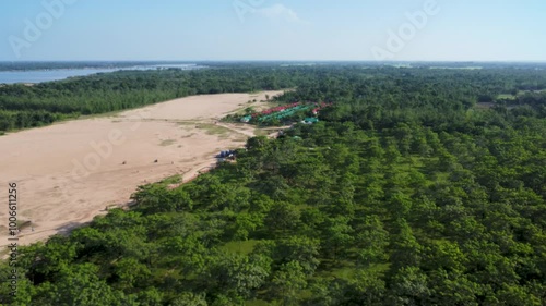 Tranquil Bangladeshi Landscape: Aerial View of Sylhet Park with Cloudy Skies photo