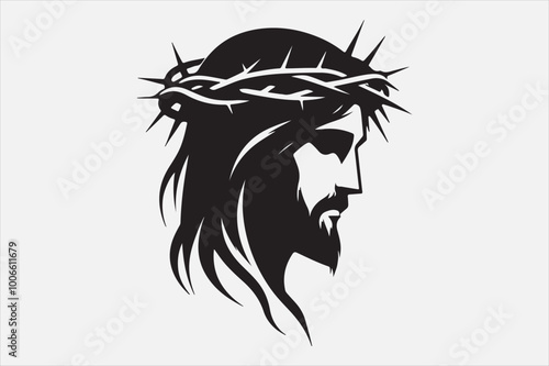 Jesus Christ's head crowned with thorns.