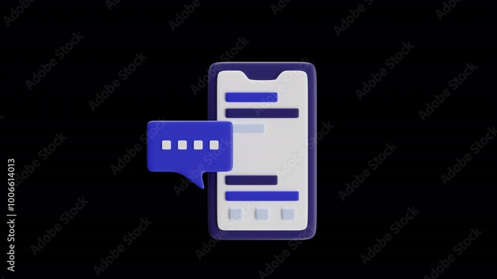 3D Illustration of Smartphone Message Notification Icon Animation
3D Illustration of Smartphone Message Notification Icon Animation